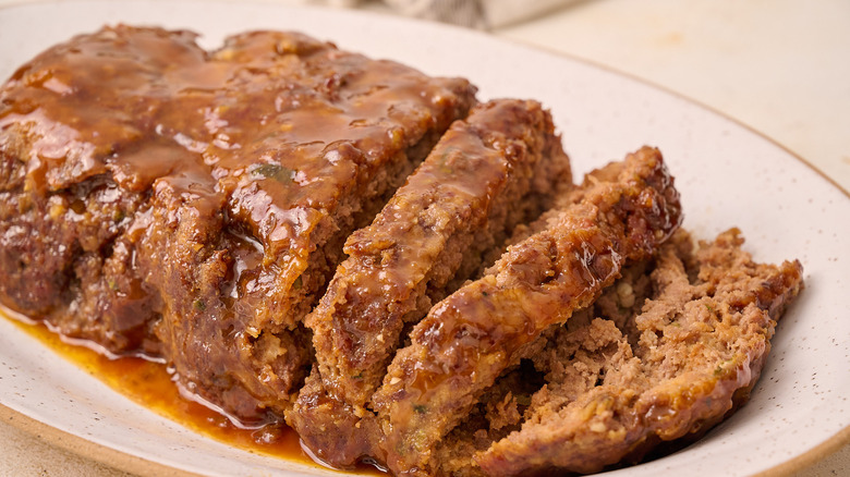 meatloaf sliced on platter