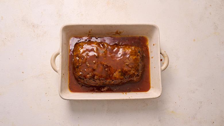 glaze spooned over meatloaf