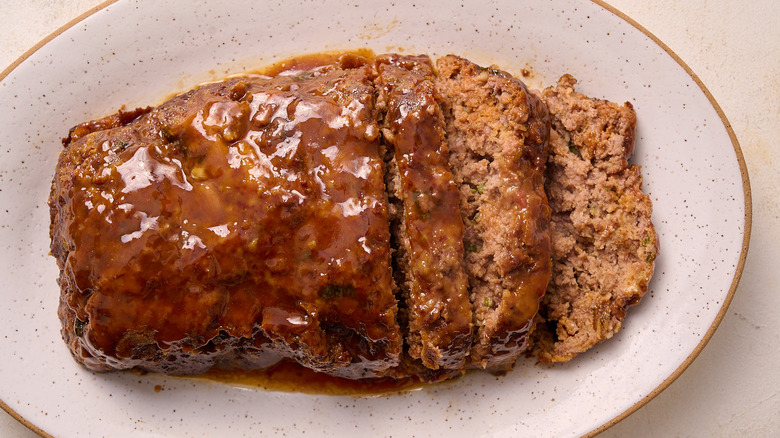 meatloaf sliced on platter