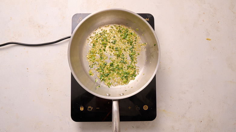 softening onions in skillet