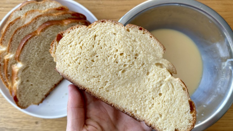 Soaked challah for French toast