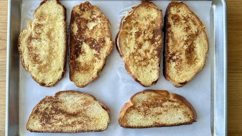 French toast on baking sheet