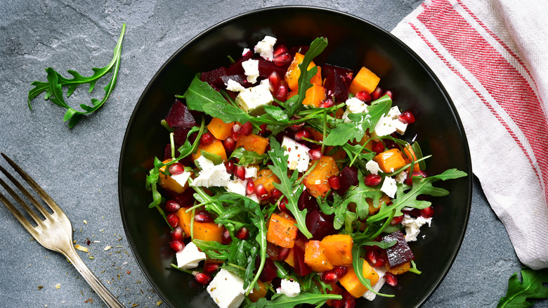 Winter squash on salad