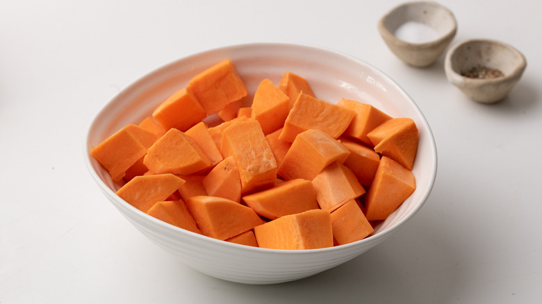 bowl of sweet potato chunks