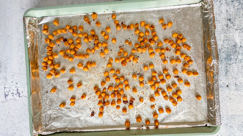 chickpeas on a baking sheet 