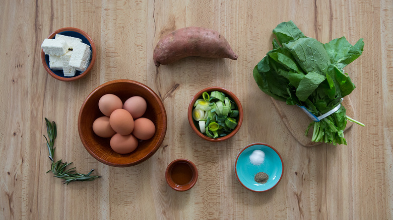 frittata ingredients displayed on table 