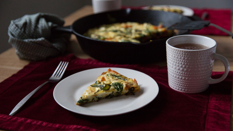 frittata slice served on table