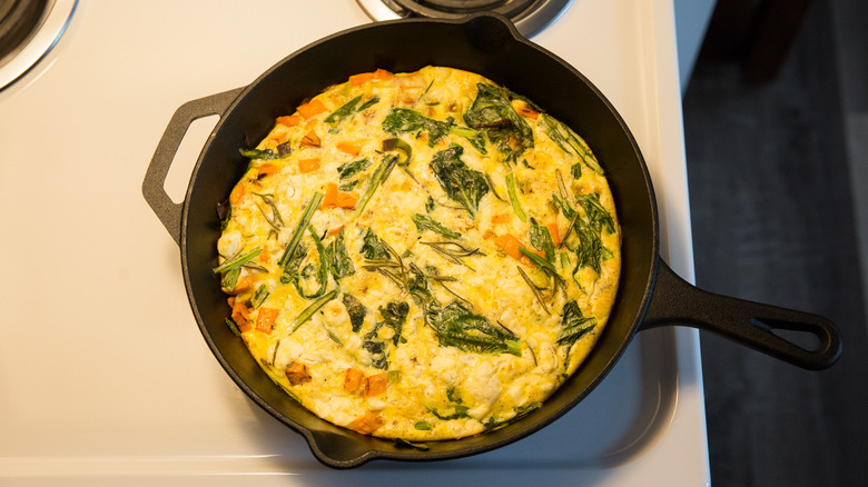 baked frittata sitting on stove