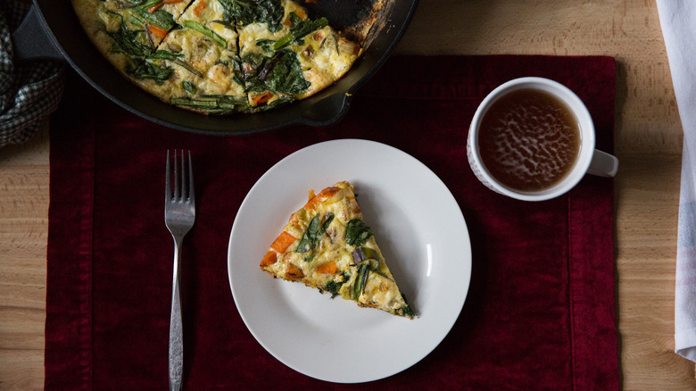 slice of frittata on dish