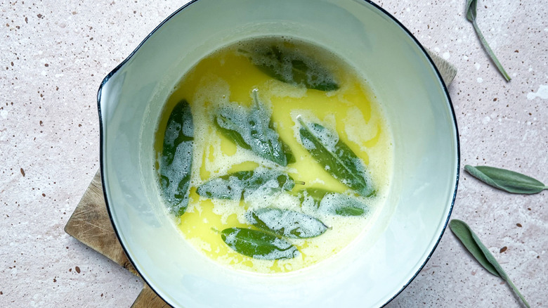 butter and sage in pot