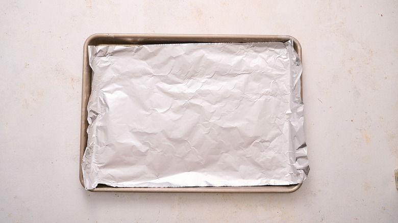 baking sheet with foil