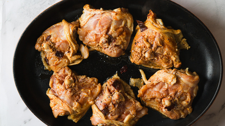 Chicken in cast iron pan