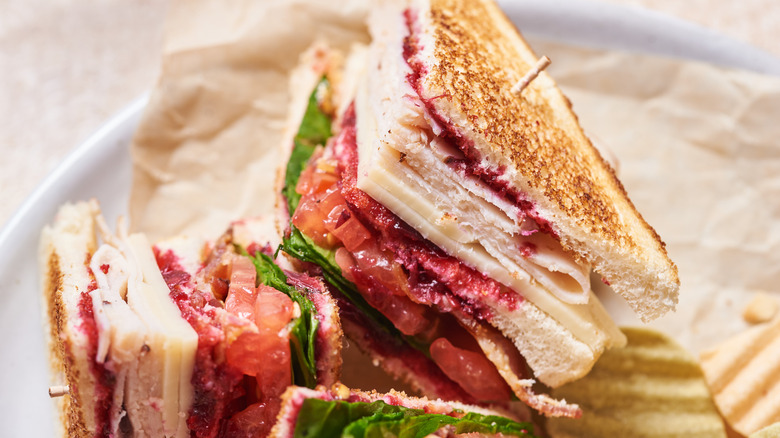 Turkey and cranberry jam sandwiches