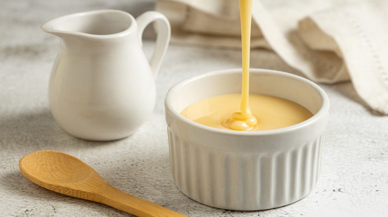 Condensed milk in a small bowl