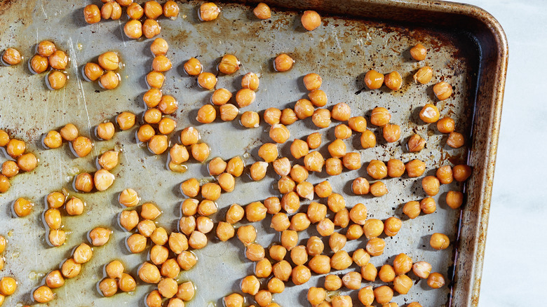 chickpeas on baking dish