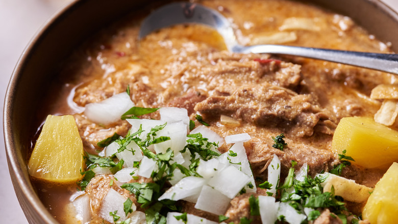 close up of bowl of chili