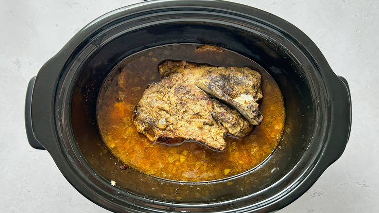 cooked pork in slow cooker