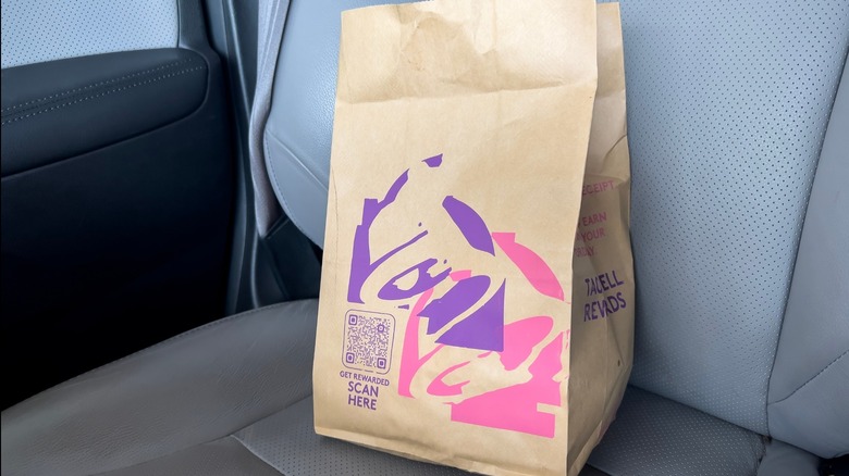 Taco Bell bag on car seat