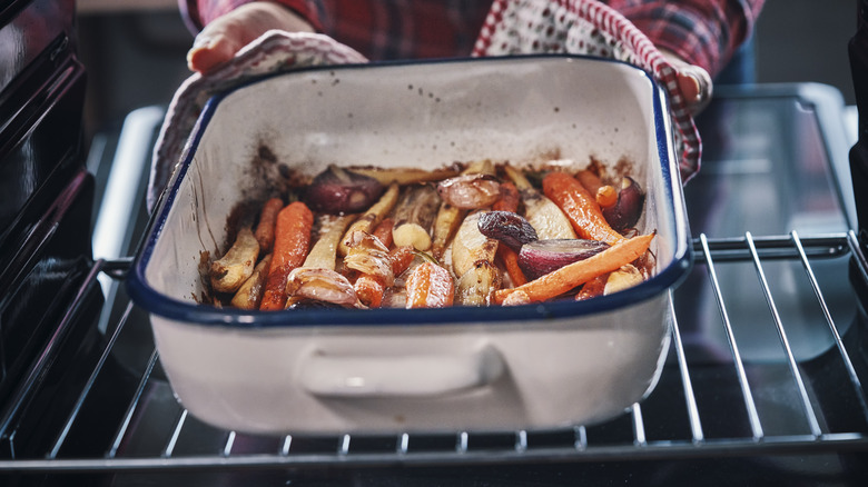 Roasting parsnips