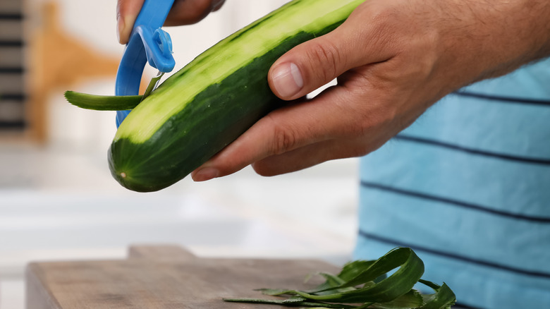 Peeling cucumbers