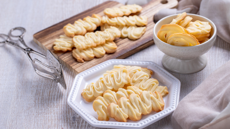 Variety of piped butter cookies