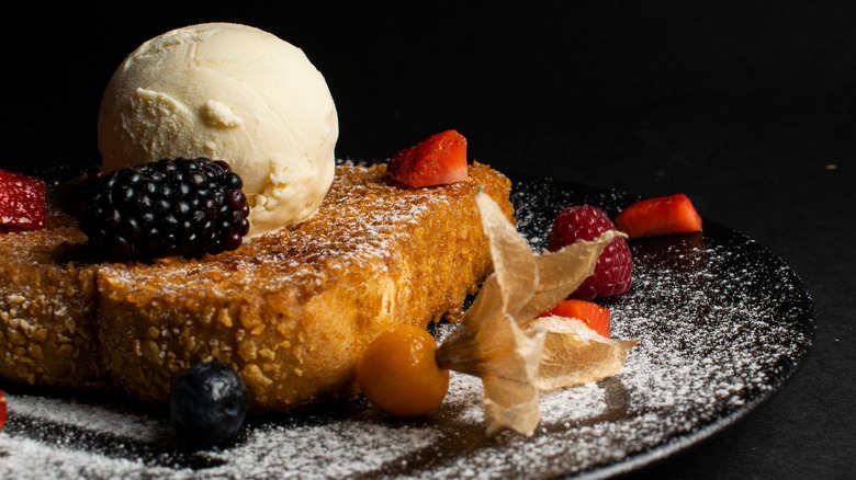 French toast served with ice cream