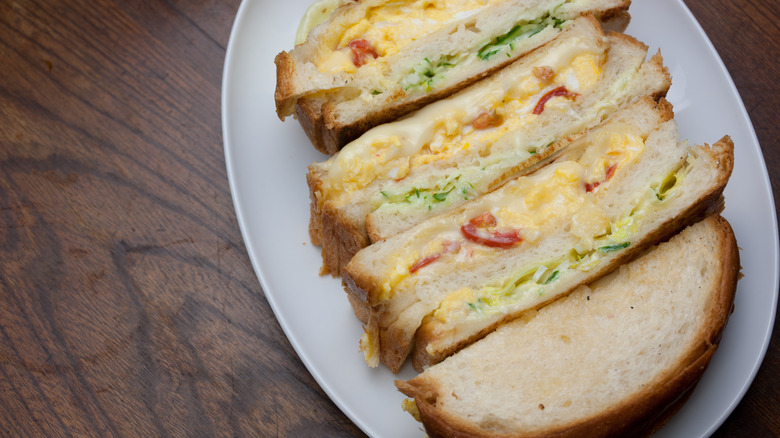 Egg salad sandwich halves