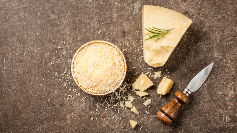 parmesan cheese grated in bowl