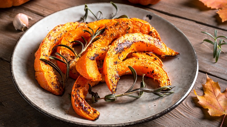 roasted pumpkin slices on plate