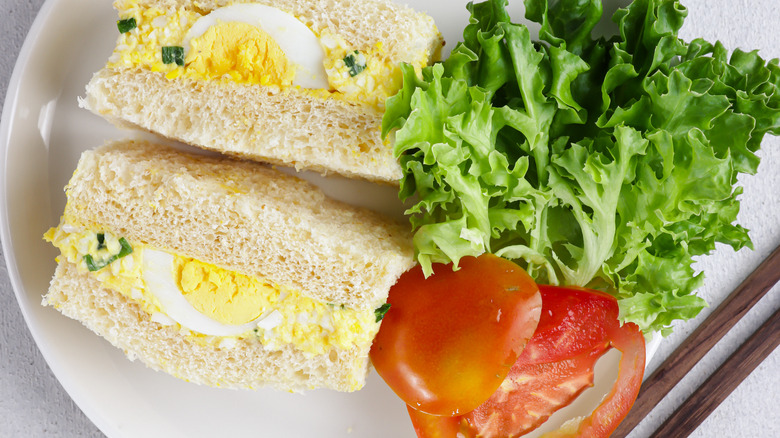 Tamago sando with side salad