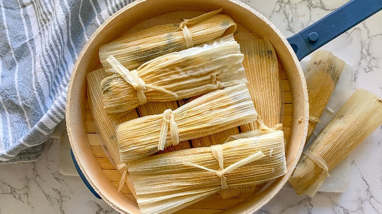 tamales in steamer