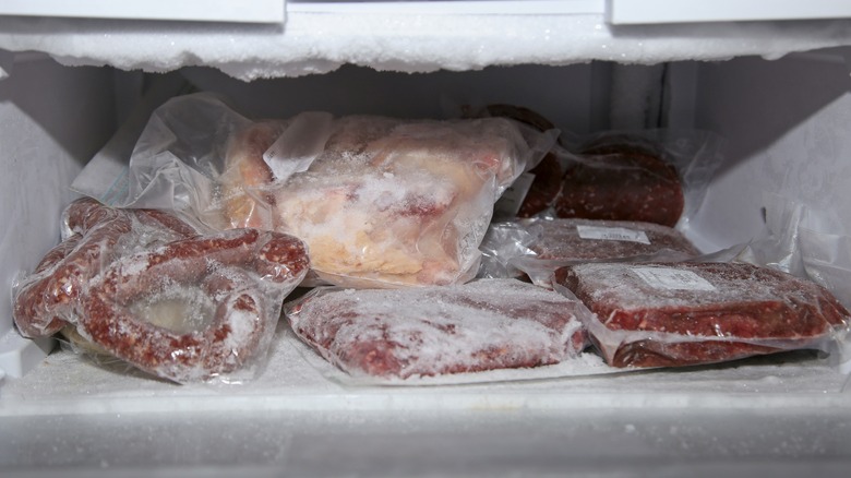 different meats in freezer