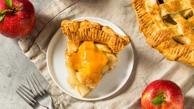 apple pie topped with cheese