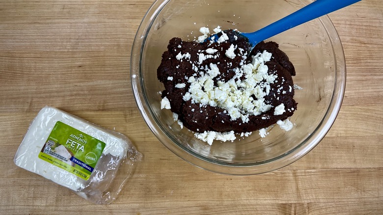 Adding feta cheese to cookie batter