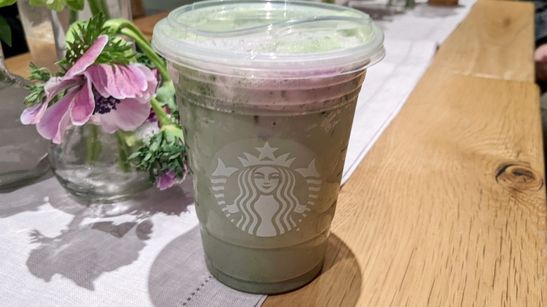 Starbucks lavender matcha cup flowers 