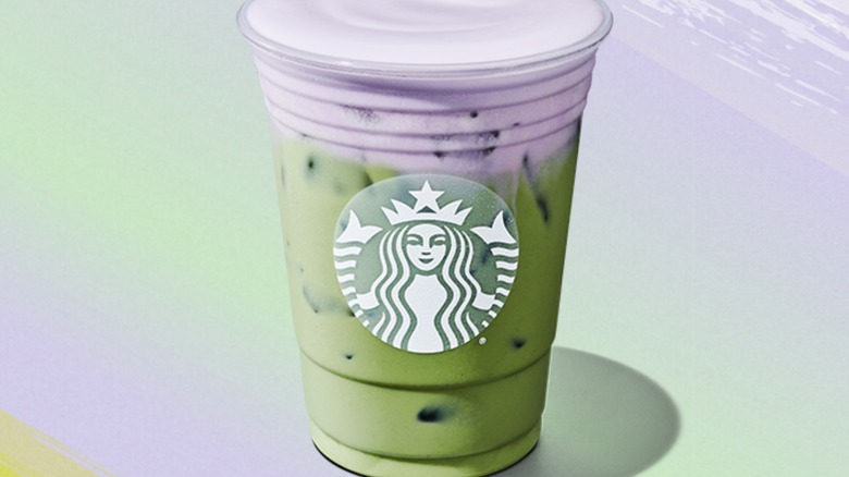 Starbucks lavender cream matcha closeup