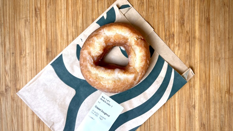 Starbucks Glazed Doughnut on a bag