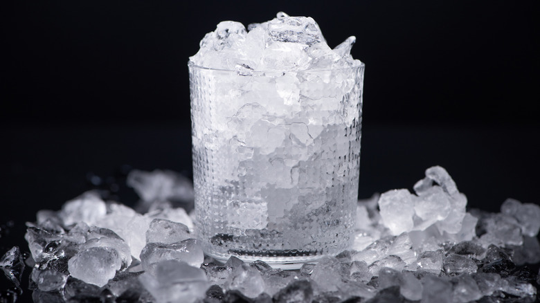 old fashioned glass filled with crushed ice