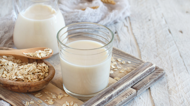 Oat milk in a glass