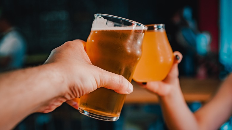 Beer glasses toasting