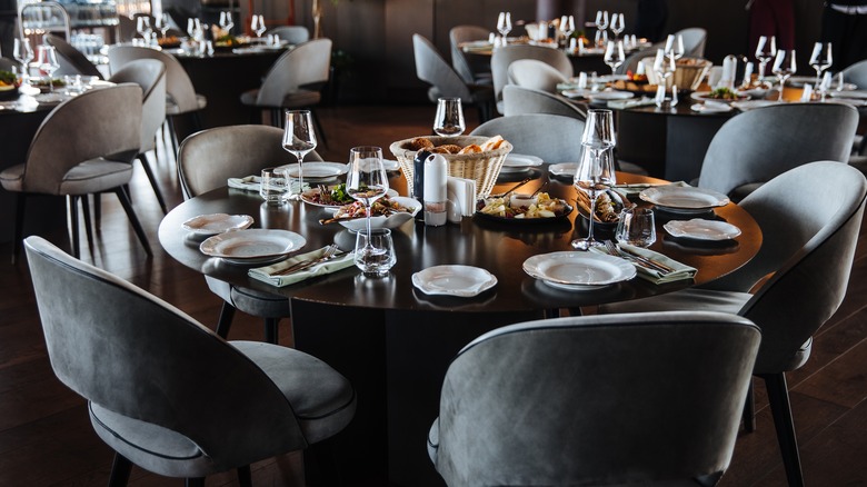 Restaurant table in dining room