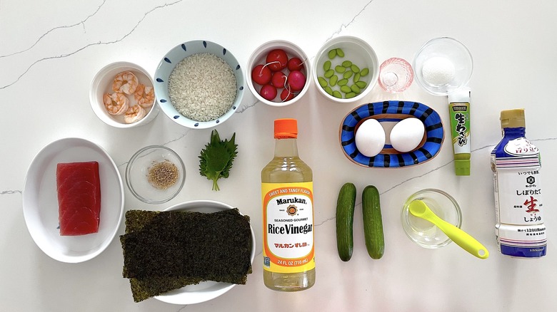 Ingredients for temarizushi recipe