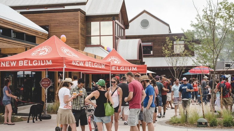 crowds outside New Belgium Brewery