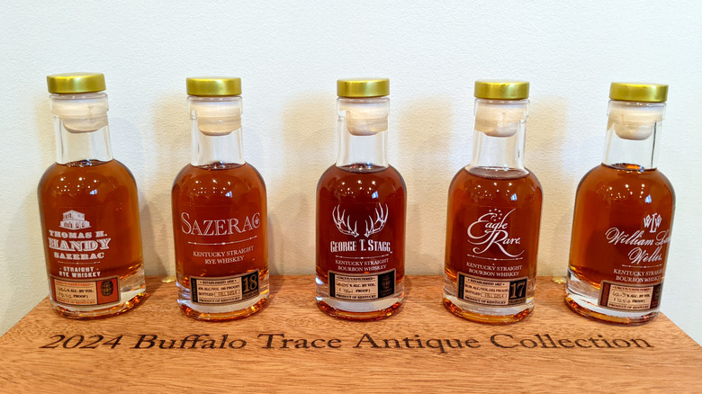 2024 Buffalo Trace Antique Collection sample bottles lined up