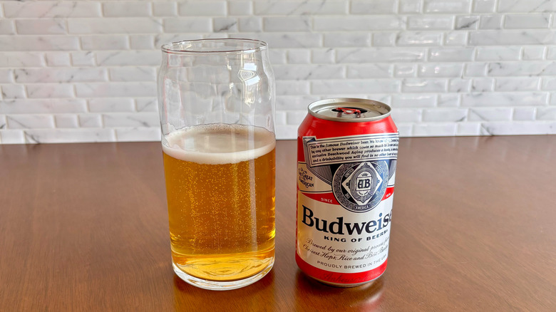 Budweiser in glass and can