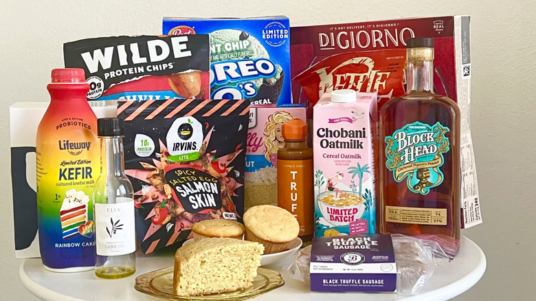 grocery outlet haul with range of food and beverage items