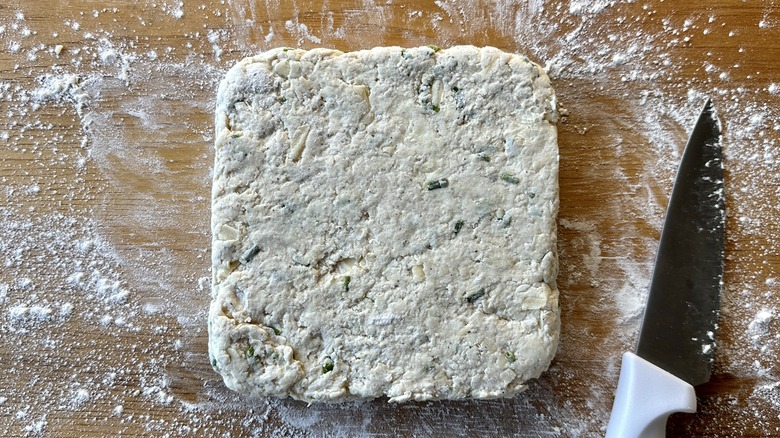 Biscuit dough in square