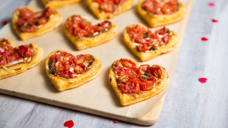 tomato heart pastries on board 