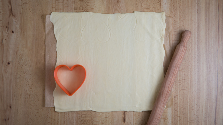 heart cookie cutter on pastry