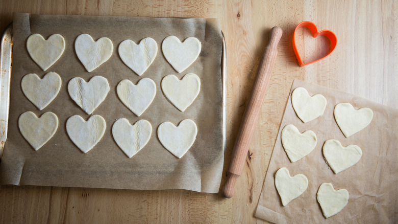 many heart shaped dough pieces